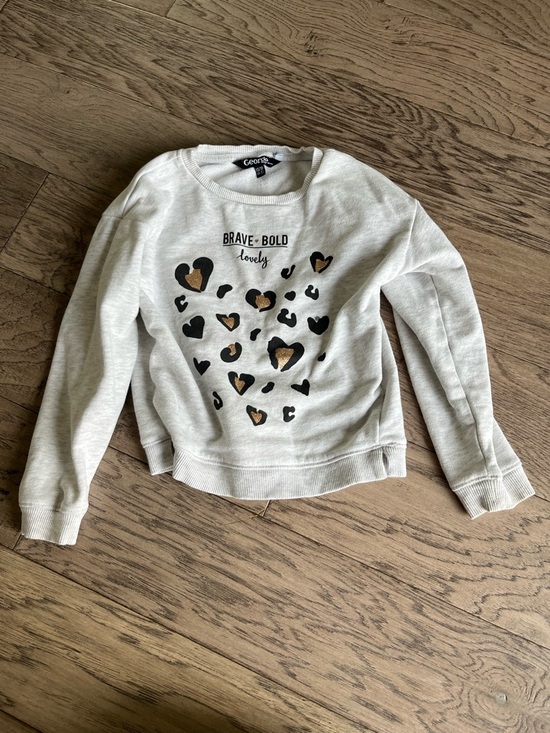 George Other - 🥳FREE with purchase🥳 Kids Gray Heart-Print Sweatshirt size XS 4-5